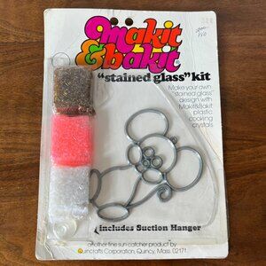 Vintage Makit & Bakit Mouse Stained Glass Suncatcher Kit 1980s Arts & Crafts